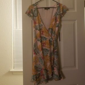 Lulus tropical wrap dress